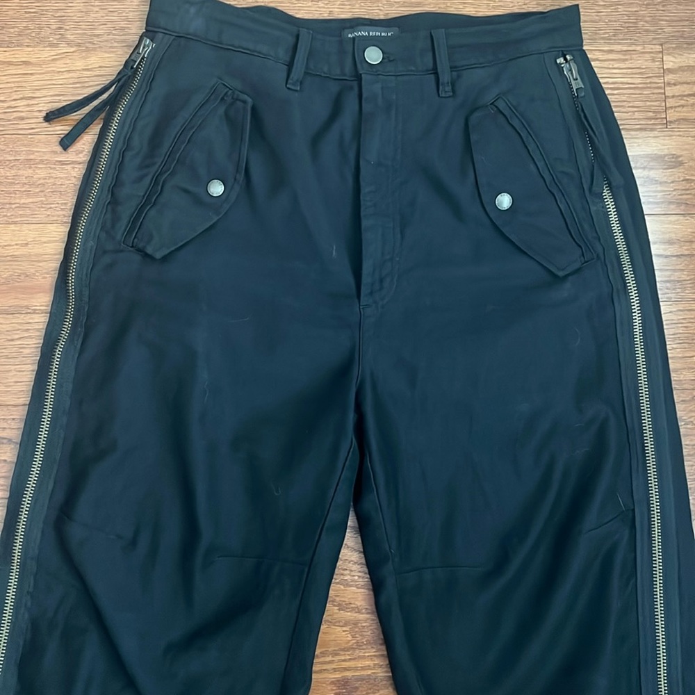 Banana Republic Black Parachute Pants with Side Zippers Size 8